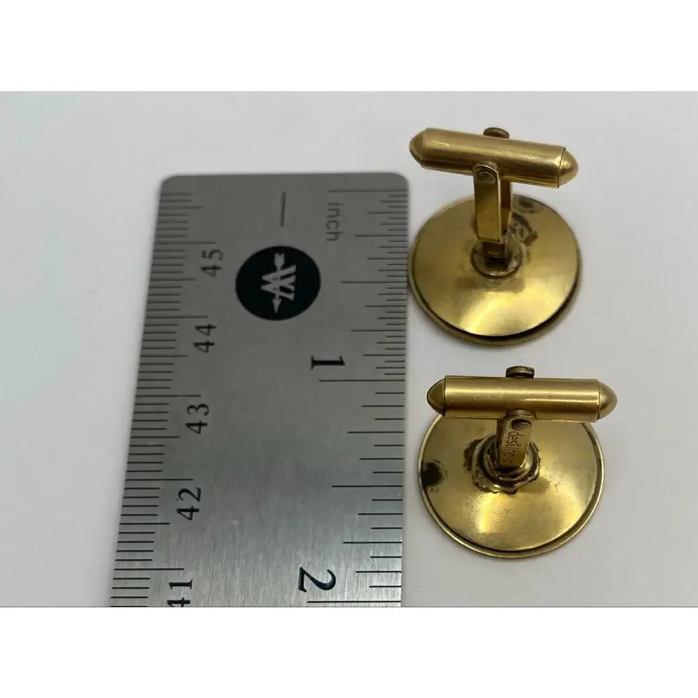Vintage Destino Gold-Filled Round Cufflinks|1960s Mid-Century|Ralph Destino